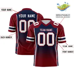 Navy Crimson Gradient Side Pattern Authentic Football Jersey 2