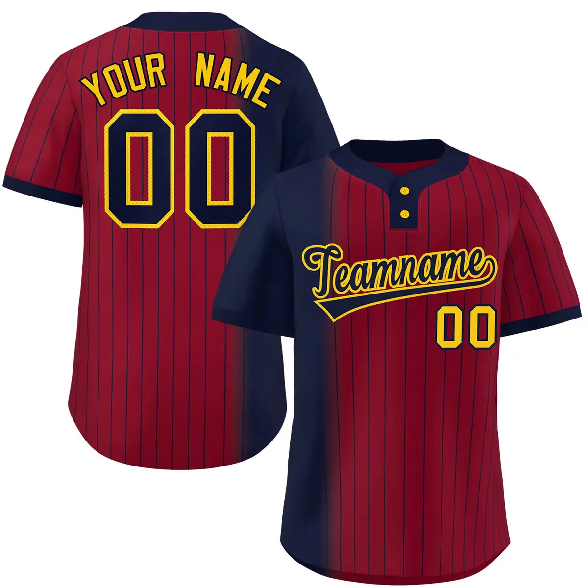 Navy Crimson Gradient Stripe Two-Button Softball Jersey