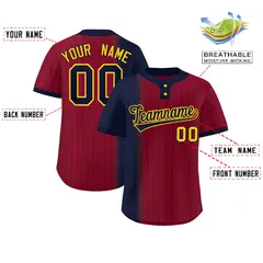 Navy Crimson Gradient Stripe Two-Button Softball Jersey 2