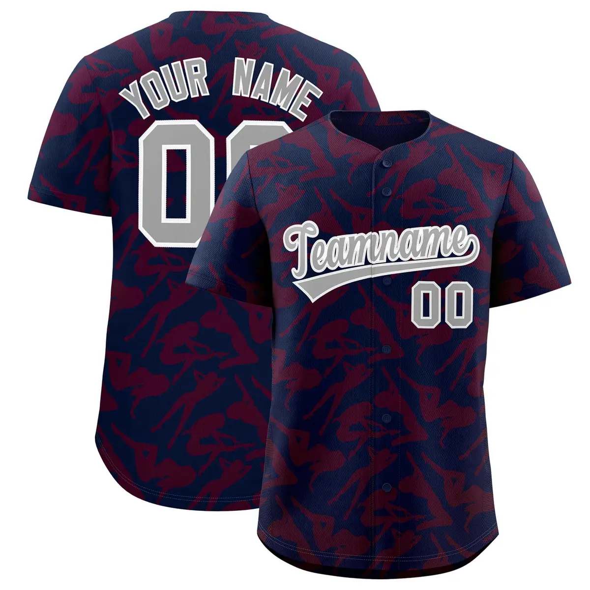 Navy Crimson Graffiti Pattern Authentic Baseball Jersey
