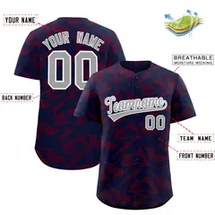 Navy Crimson Graffiti Pattern Authentic Baseball Jersey 2