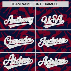 Navy Crimson Graffiti Pattern Authentic Baseball Jersey 3