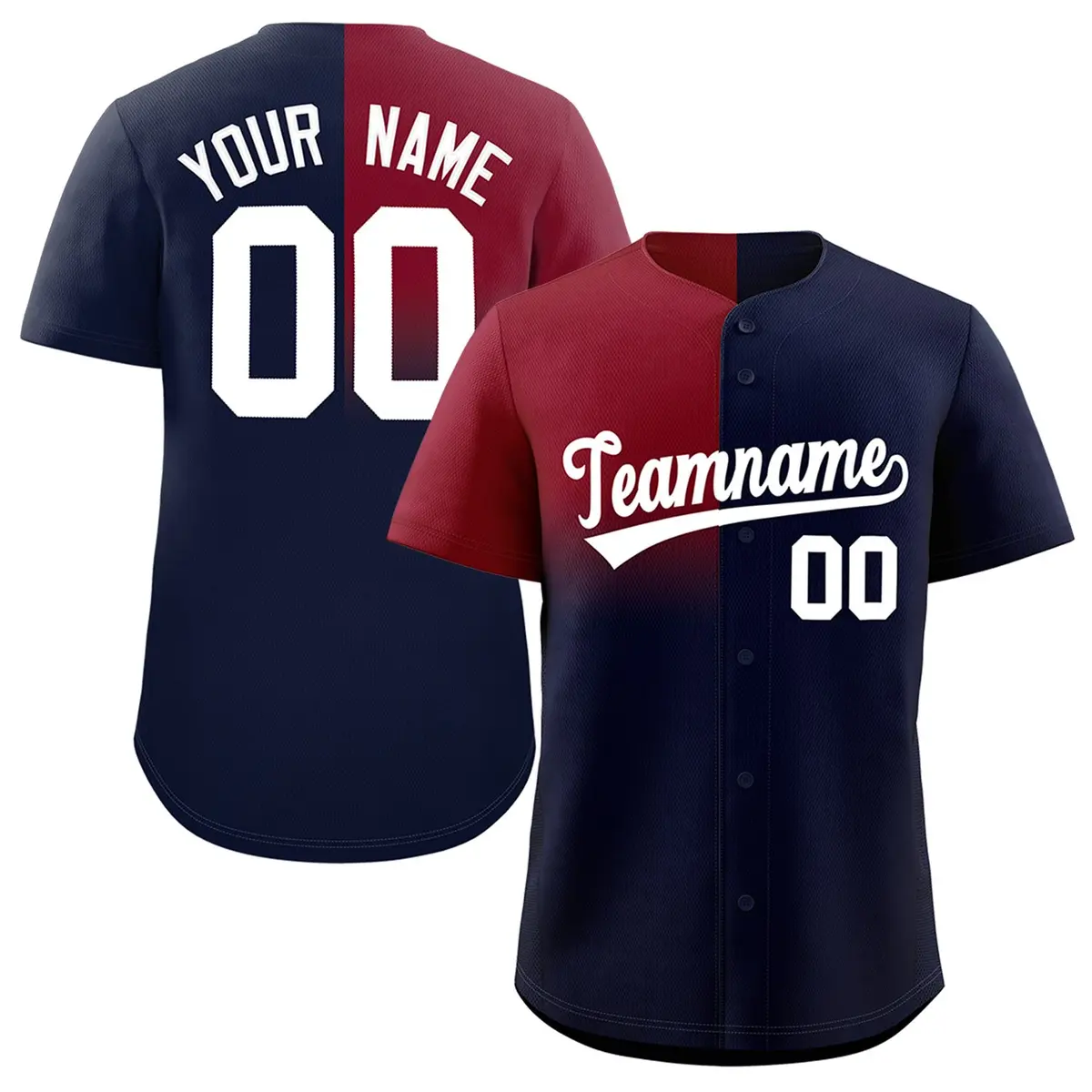 Navy Crimson Half Gradient Authentic Baseball Jersey