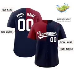Navy Crimson Half Gradient Authentic Baseball Jersey 2