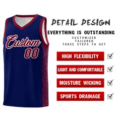 Navy Crimson Indians Pattern Basketball Uniform Jersey 2