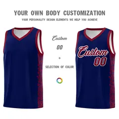 Navy Crimson Indians Pattern Basketball Uniform Jersey 3
