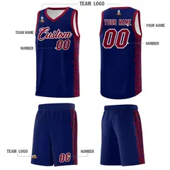 Navy Crimson Indians Pattern Basketball Uniform Jersey 5
