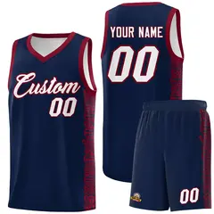 Navy Crimson Indians Pattern Basketball Uniform Jersey 1