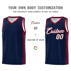 Navy Crimson Indians Pattern Basketball Uniform Jersey 3