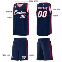 Navy Crimson Indians Pattern Basketball Uniform Jersey 5