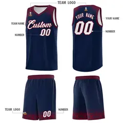 Navy Crimson Indians Print Basketball Uniform Jersey 5