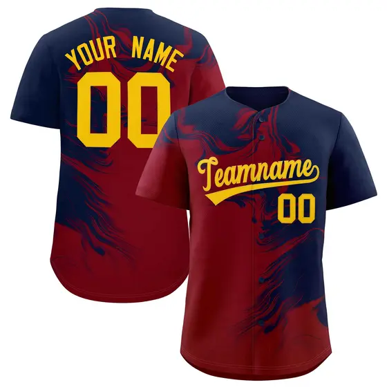 Navy Crimson Ink Pattern Authentic Baseball Jersey