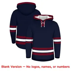 Navy Crimson Lace-Up Neck Hockey Hoodie 7