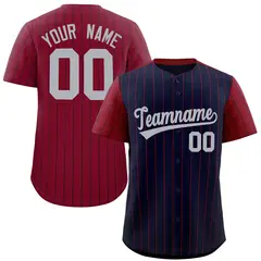 Navy Crimson Pinstripe Raglan Sleeves Baseball Jersey 1