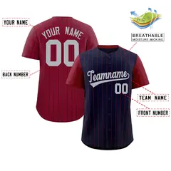 Navy Crimson Pinstripe Raglan Sleeves Baseball Jersey 2