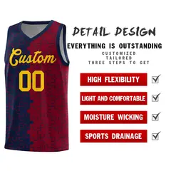 Navy Crimson Puzzle Pattern Splid Basketball Kits 2