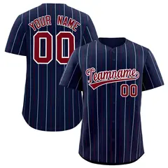 Navy Crimson White Bi-Color Striped Baseball Jersey 1