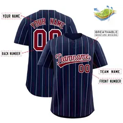 Navy Crimson White Bi-Color Striped Baseball Jersey 2