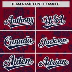 Navy Crimson White Cashew Flower Graffiti V-Neck Hockey Jersey 3