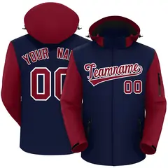 Navy Crimson-White Raglan Sleeves Waterproof Jacket 1
