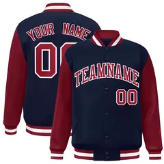 Navy Crimson-White Raglan Varsity Full-Snap Letterman Jacket 1