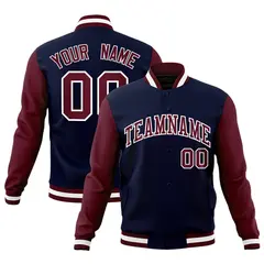 Navy Crimson-White Raglan Varsity Full-Snap Letterman Jacket 1