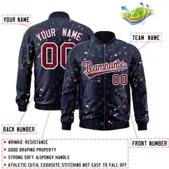 Navy Crimson-White Splash Graffiti Varsity Full-Zip Letterman Jacket 2