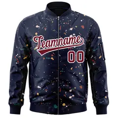 Navy Crimson-White Splash Graffiti Varsity Full-Zip Letterman Jacket 3