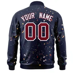 Navy Crimson-White Splash Graffiti Varsity Full-Zip Letterman Jacket 4
