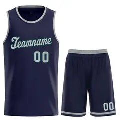 Navy Dark Gray Classic Sets Basketball Uniform Jersey 1