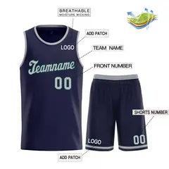 Navy Dark Gray Classic Sets Basketball Uniform Jersey 3