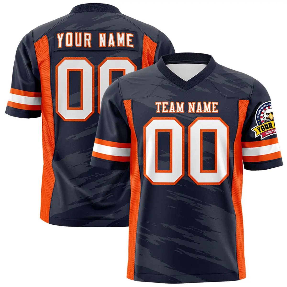 Navy Dark Gray Scratch Pattern Authentic Football Jersey