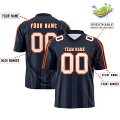 Navy Dark Gray Vertical Fine Stripe Gradient Football Jersey 2