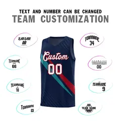 Navy Diagonal Pinstripe Color Block Basketball Jersey 4