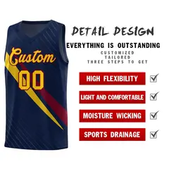 Navy Diagonal Pinstripe Color Block Basketball Jersey 2