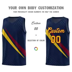 Navy Diagonal Pinstripe Color Block Basketball Jersey 3