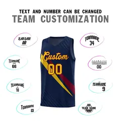 Navy Diagonal Pinstripe Color Block Basketball Jersey 4