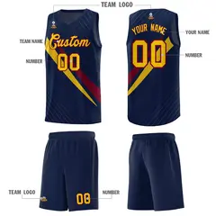 Navy Diagonal Pinstripe Color Block Basketball Jersey 5