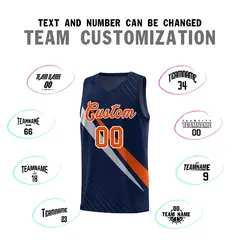 Navy Diagonal Pinstripe Color Block Basketball Jersey 4