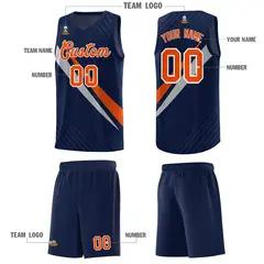 Navy Diagonal Pinstripe Color Block Basketball Jersey 5