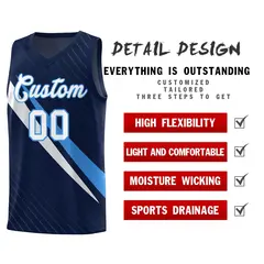 Navy Diagonal Pinstripe Color Block Basketball Jersey 2