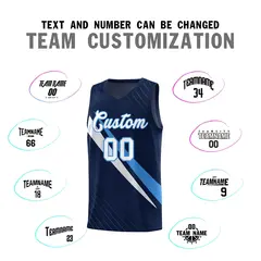 Navy Diagonal Pinstripe Color Block Basketball Jersey 4
