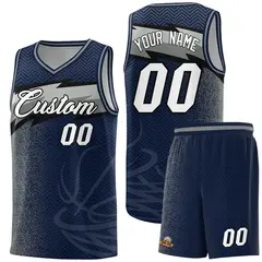 Navy Dot Scatter Graffiti Pattern Basketball Jersey 1