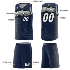 Navy Dot Scatter Graffiti Pattern Basketball Jersey 2