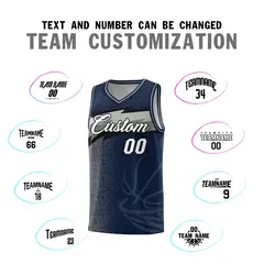 Navy Dot Scatter Graffiti Pattern Basketball Jersey 3