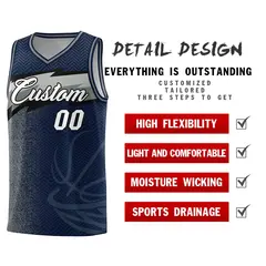 Navy Dot Scatter Graffiti Pattern Basketball Jersey 4