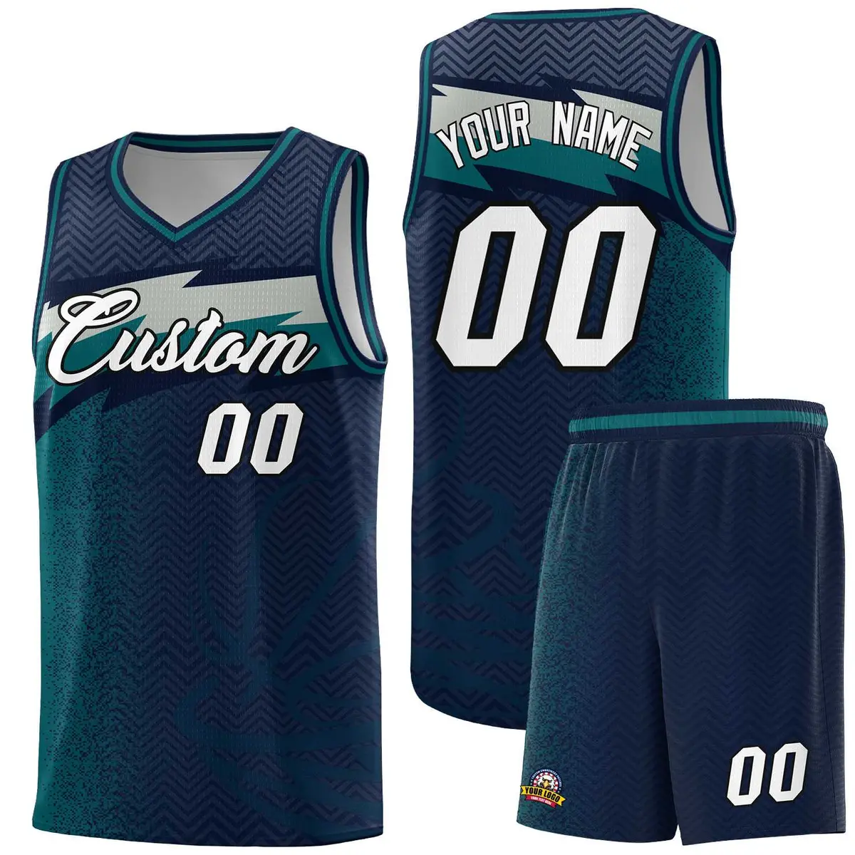 Navy Dot Scatter Graffiti Pattern Basketball Jersey