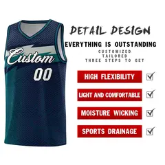 Navy Dot Scatter Graffiti Pattern Basketball Jersey 4