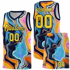 Navy Fluid Painting Pattern Basketball Jersey