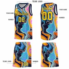 Navy Fluid Painting Pattern Basketball Jersey 5